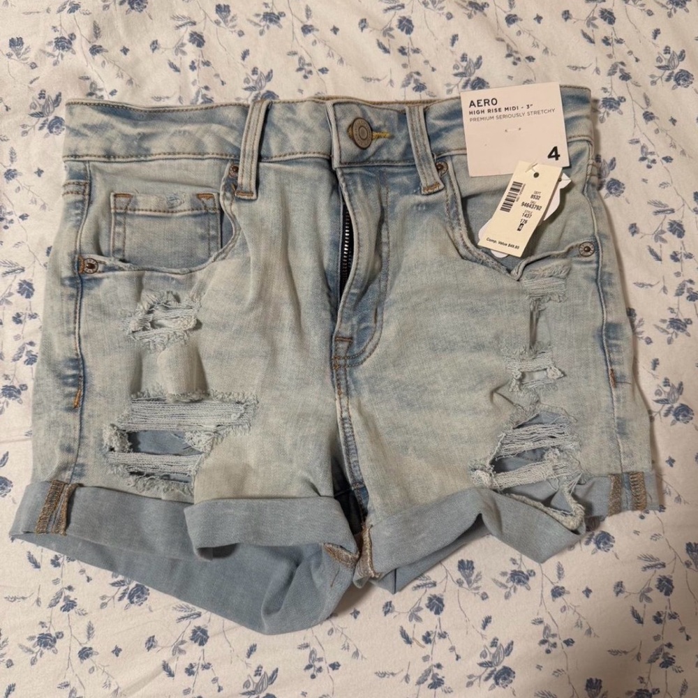 Aeropostale Light Blue Distressed Jean Shorts